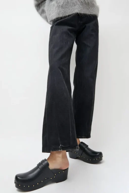 Charlotte Studded Clog on Low Base in Jet on Black Base
