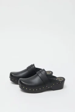 Charlotte Studded Clog on Low Base in Jet on Black Base