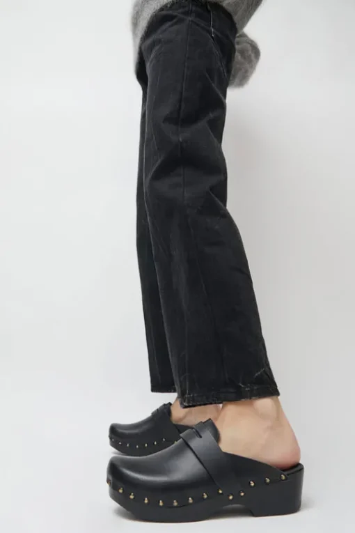 Charlotte Studded Clog on Low Base in Jet on Black Base