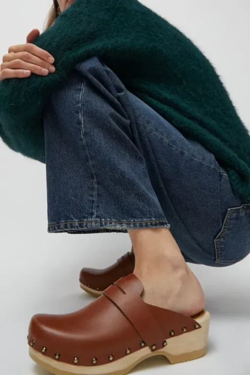 Charlotte Studded Clog on Low Base in British Tan