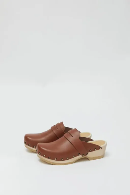 Charlotte Studded Clog on Low Base in British Tan