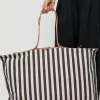 Collapsible Travel Bag in Riga Blue and Naturale