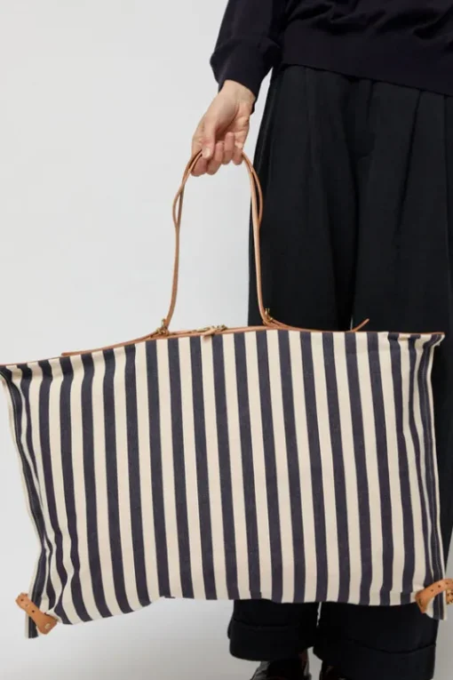 Collapsible Travel Bag in Riga Blue and Naturale