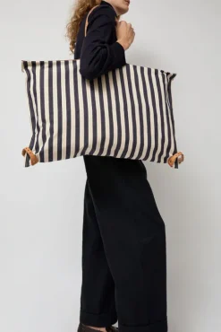 Collapsible Travel Bag in Riga Blue and Naturale