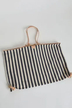 Collapsible Travel Bag in Riga Blue and Naturale