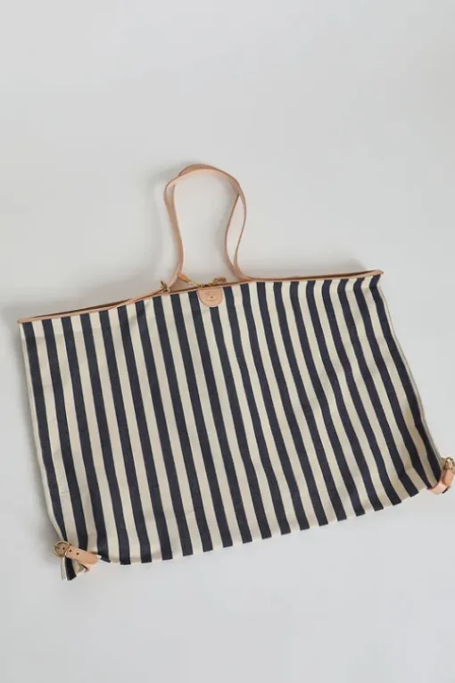 Collapsible Travel Bag in Riga Blue and Naturale