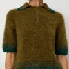 Compact Knit Polo in Olive and Green