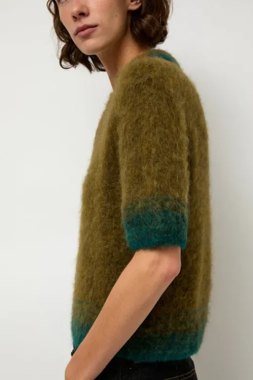 Compact Knit Polo in Olive and Green