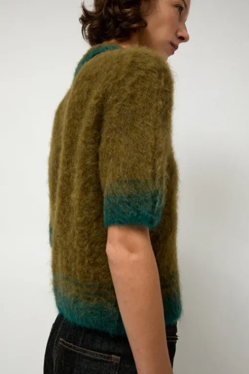 Compact Knit Polo in Olive and Green
