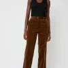 Corduroy Straight Pants in Brown