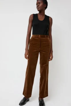 Corduroy Straight Pants in Brown