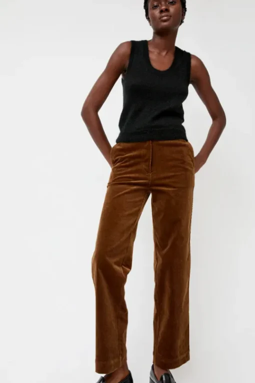 Corduroy Straight Pants in Brown