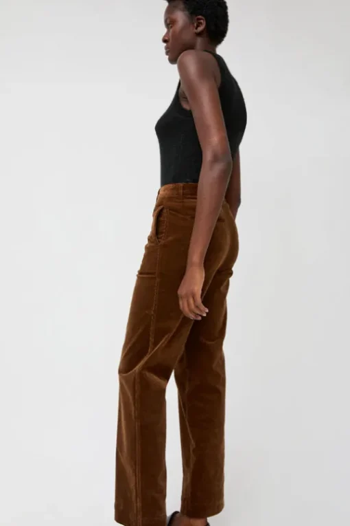 Corduroy Straight Pants in Brown