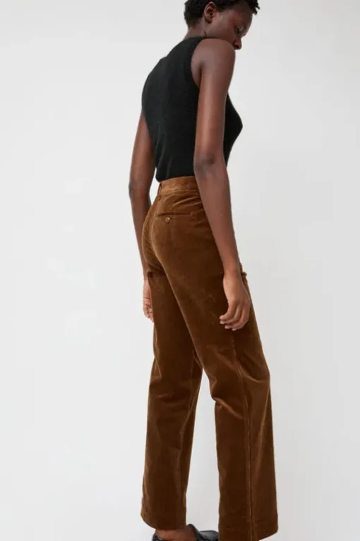 Corduroy Straight Pants in Brown
