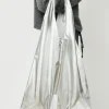 Cotton and Silk Hobo Bag in Silver