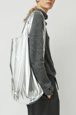 Cotton and Silk Hobo Bag in Silver