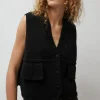 Cotton Pocket Waistcoat in Black