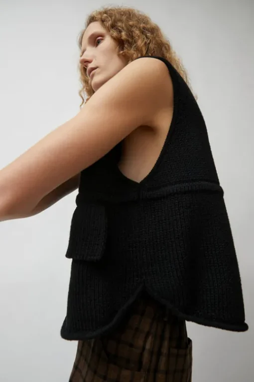Cotton Pocket Waistcoat in Black