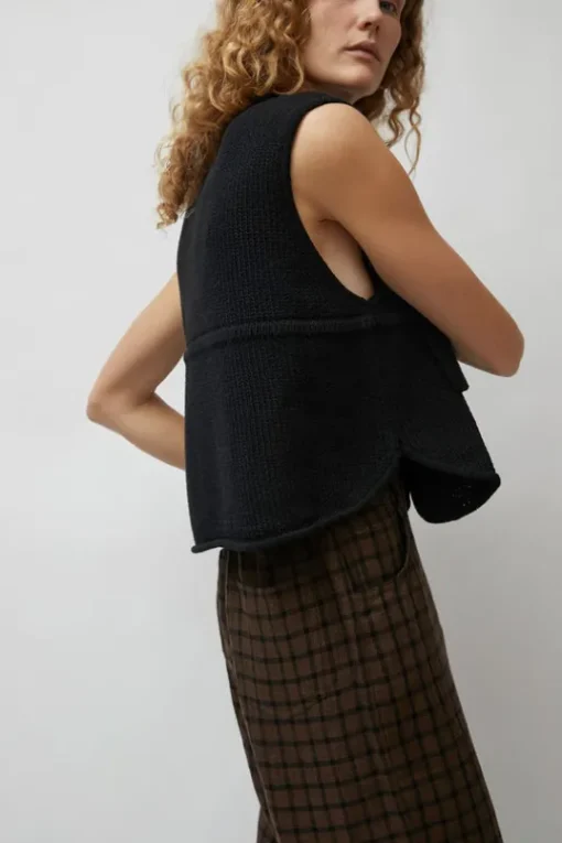 Cotton Pocket Waistcoat in Black