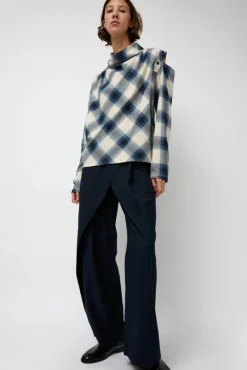Cowl Wrap Long Shirt in Blue