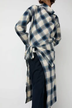 Cowl Wrap Long Shirt in Blue
