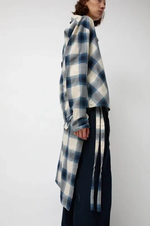 Cowl Wrap Long Shirt in Blue