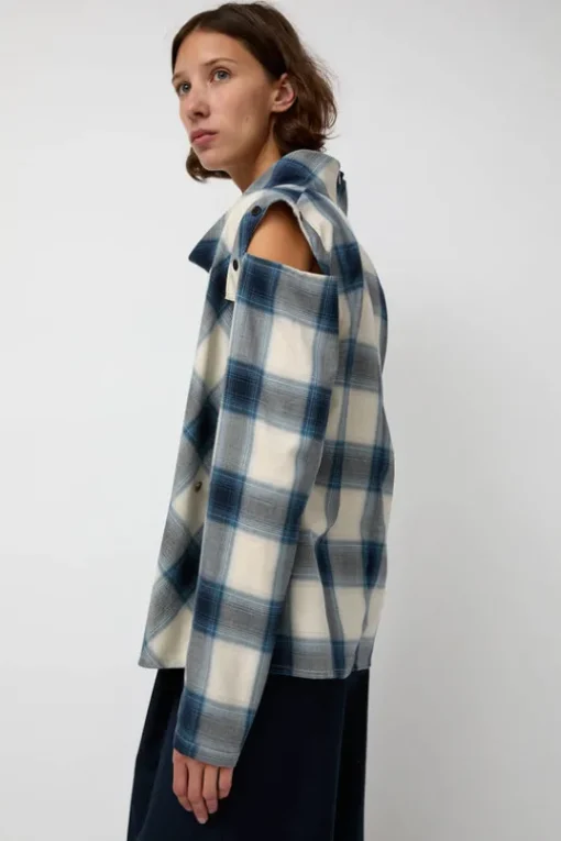 Cowl Wrap Long Shirt in Blue