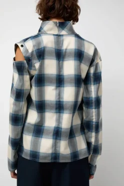 Cowl Wrap Long Shirt in Blue
