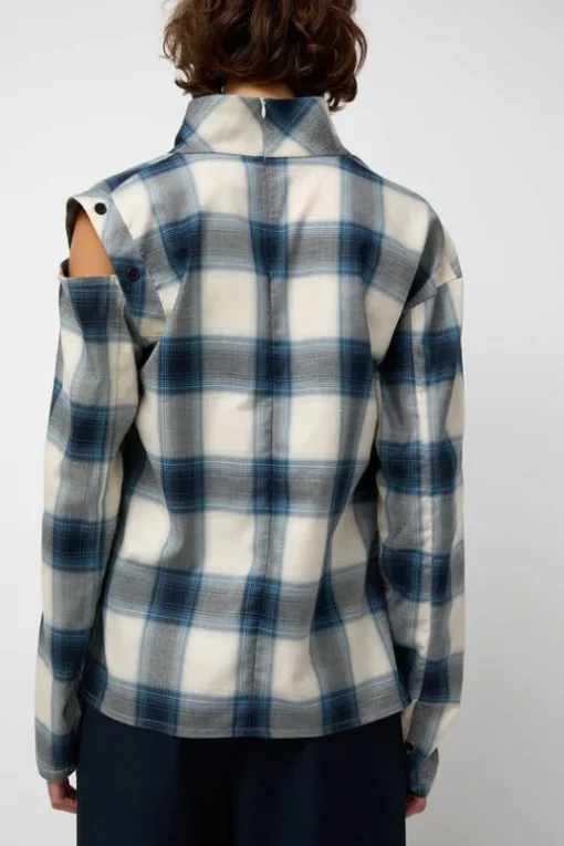 Cowl Wrap Long Shirt in Blue