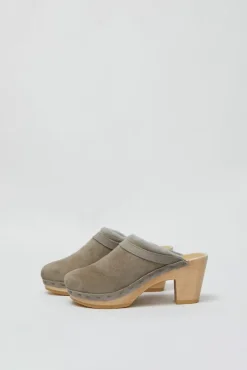 Dakota Shearling Clog on High Heel in Mist