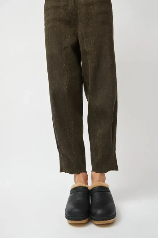 Dakota Shearling Clog on Mid Heel in Ink Aviator