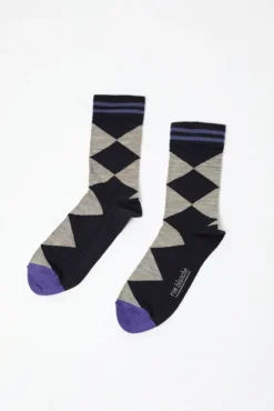 Diamond Socks in Navy
