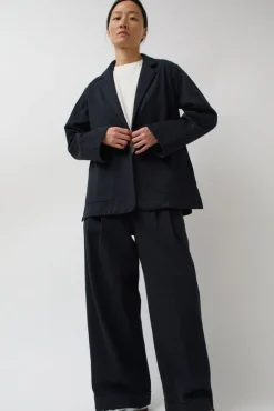 Drapey Blazer in Black Warp and Indigo Weft