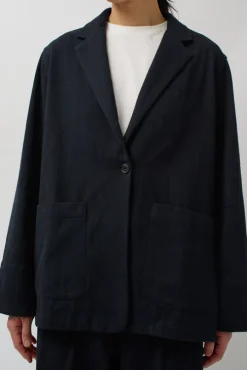 Drapey Blazer in Black Warp and Indigo Weft