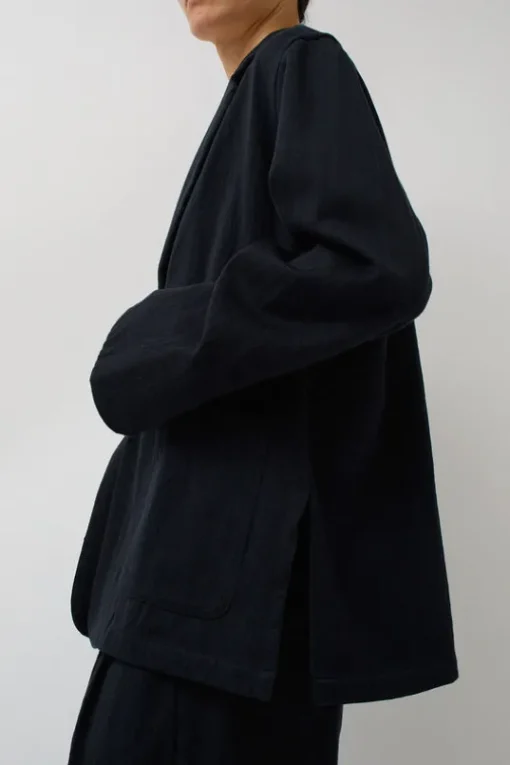 Drapey Blazer in Black Warp and Indigo Weft