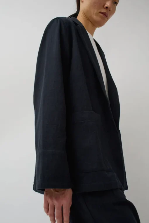 Drapey Blazer in Black Warp and Indigo Weft
