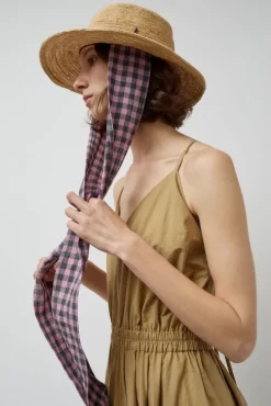 Duke Alessio Hat in Natural with Check Rose