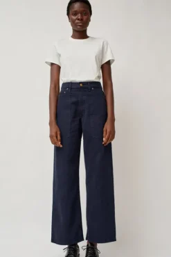 Elissa High Wide Jean in Marine Overdye