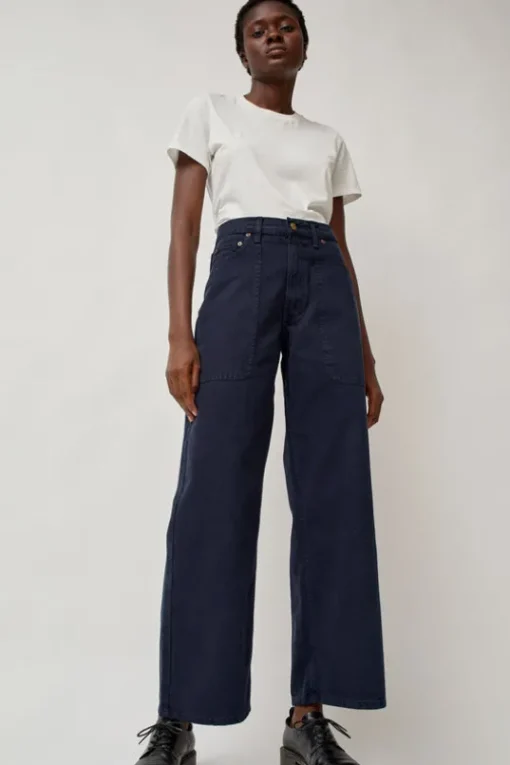 Elissa High Wide Jean in Marine Overdye