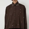 Embroidery Shirt in Chocolate