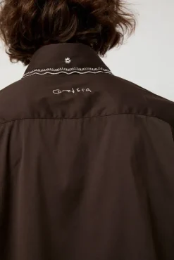 Embroidery Shirt in Chocolate
