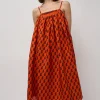 Etretat Print Handkerchief Dress in Vermillion Paisley