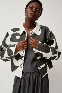Faris Canvas Jacket in Black and White