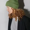 Fold Up Long Pom Pom Beanie in Grass