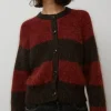 Foxtail Stripe Cardigan in Red Brown