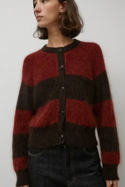 Foxtail Stripe Cardigan in Red Brown