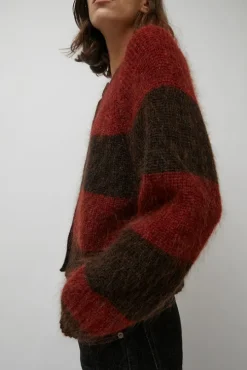 Foxtail Stripe Cardigan in Red Brown