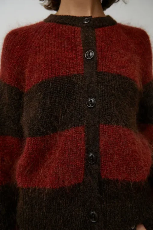 Foxtail Stripe Cardigan in Red Brown