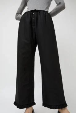 Frill Padded Pants in Black