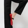 Fu-Tabi Ballerina in Red Faux Croc